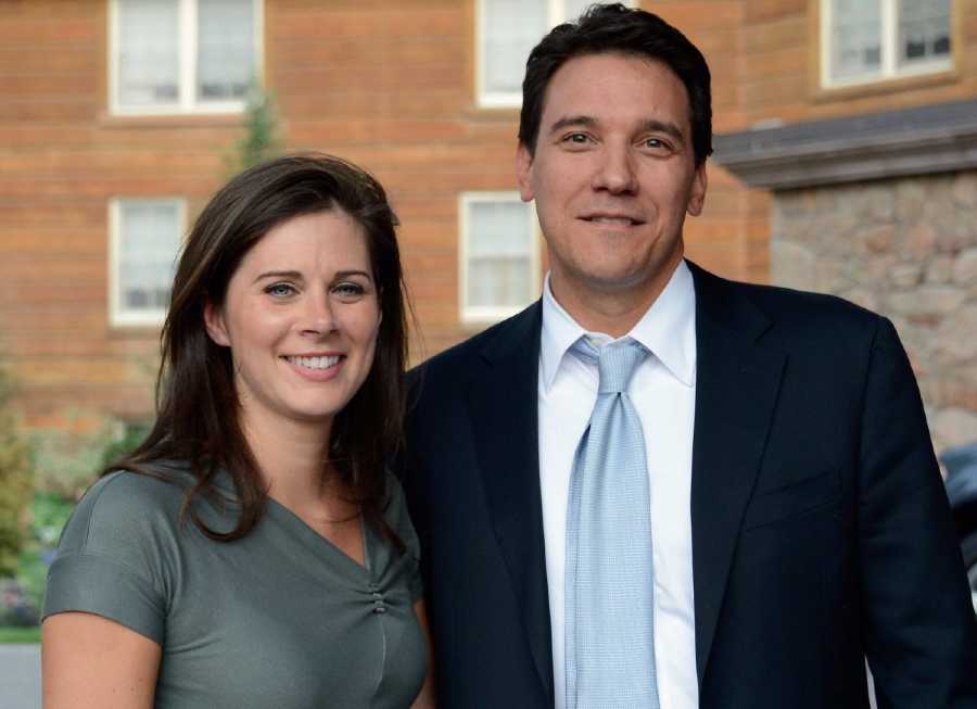 Erin Burnett smiling with her husband David Rubulotta